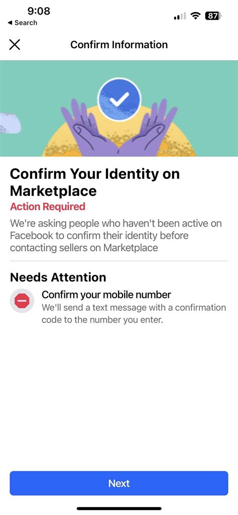 facebook marketplace confirmation code not sending