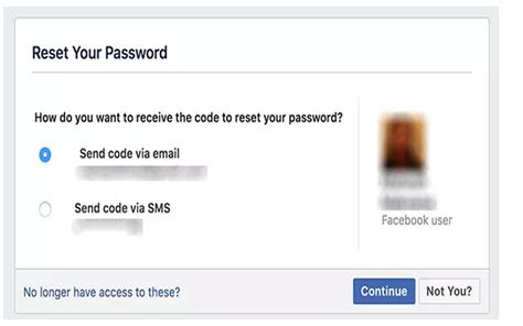 facebook password reset not getting code