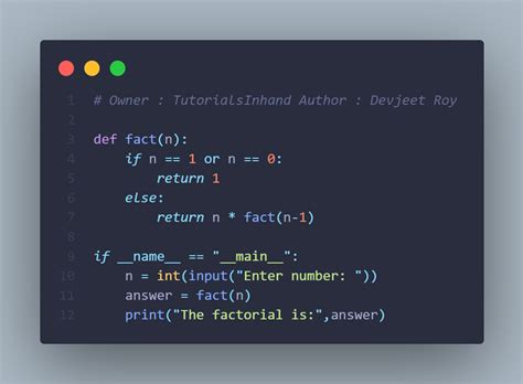 factorial of a number in python using recursion