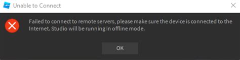 failed to connect to remote servers roblox studio