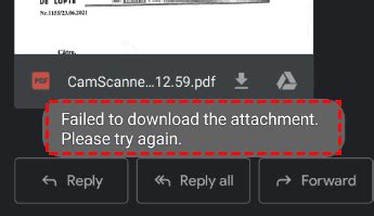 failed to download attachment from gmail