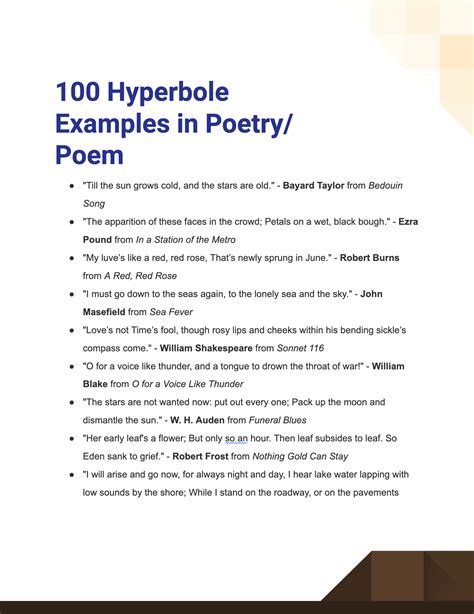 famous examples of hyperbole in poetry