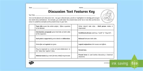 features of a discussion text ks2