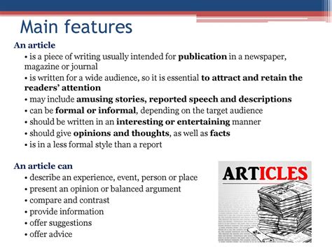 features of article writing