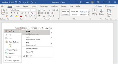 features of spell check in ms word