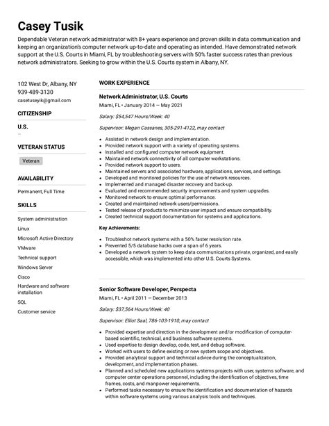 federal resume summary statement examples