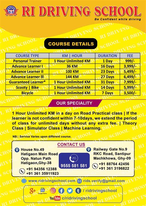 fee structure for imperial driving school