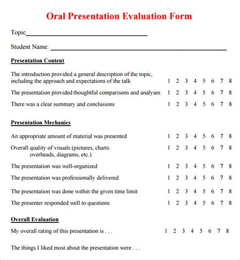 feedback examples for oral presentations