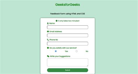 feedback form html css javascript