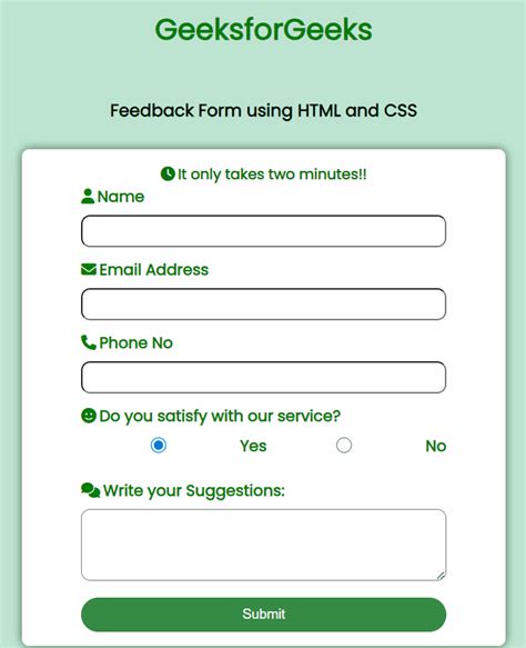 feedback form in html and css source code