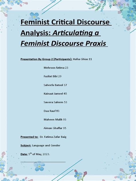 feminist critical discourse analysis example