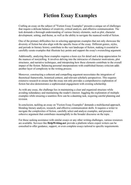 fictional text analysis example