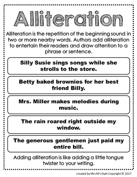 figurative language examples sentences alliteration