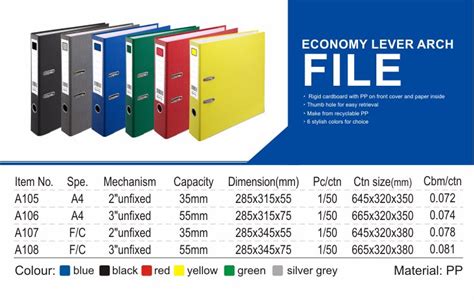 file dimensions in cm