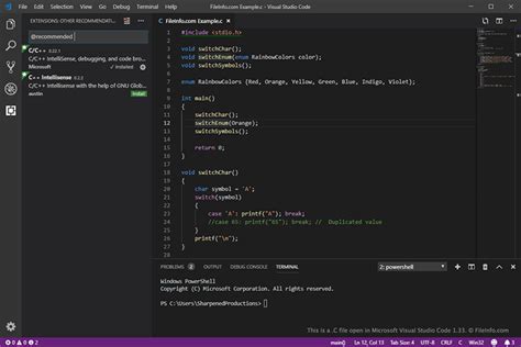 file extension for c in vs code