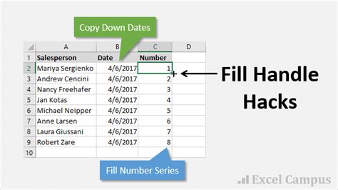 fill number series in excel shortcut