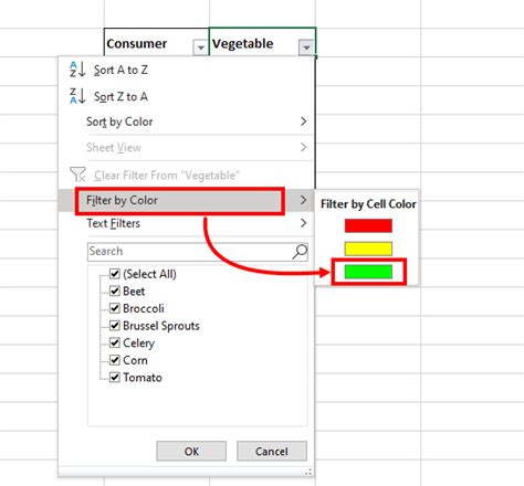 filter by color not showing in excel