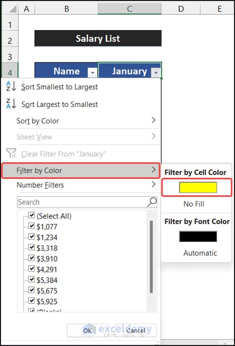 filter by color option not coming in excel