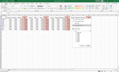 filter excel spreadsheet by month