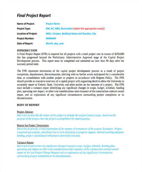 final project report examples