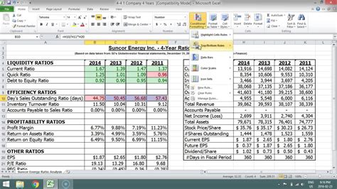 financial analysis formulas in excel