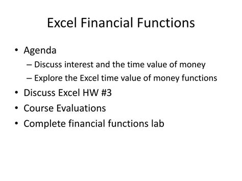 financial functions in excel ppt