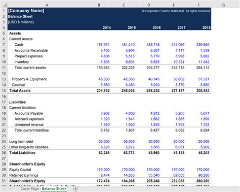 financial statements format in excel