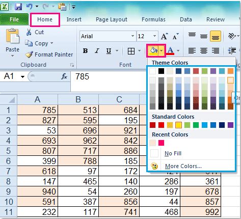 find and replace fill color in excel