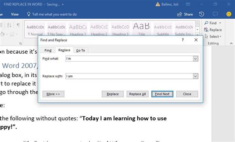 find and replace in microsoft word