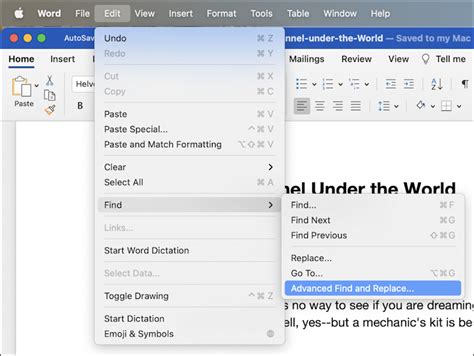 find and replace in microsoft word mac
