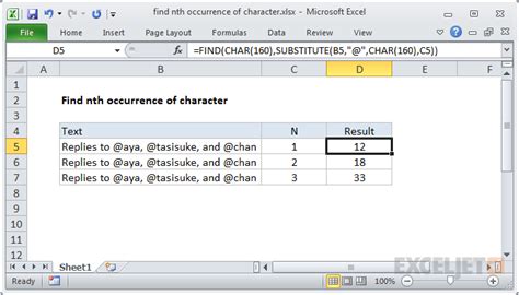 find second character in string excel