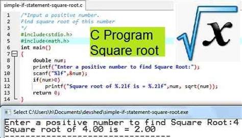 find square root in c program