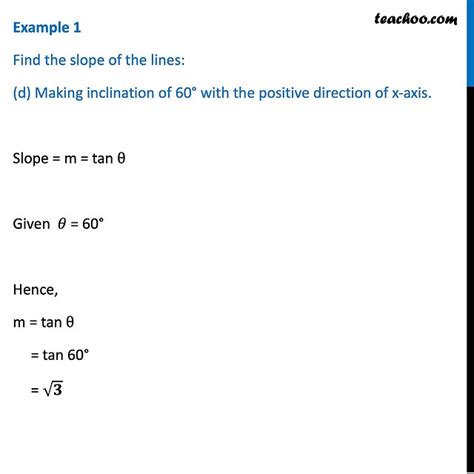 find the slope of the line segment whose inclination is 60