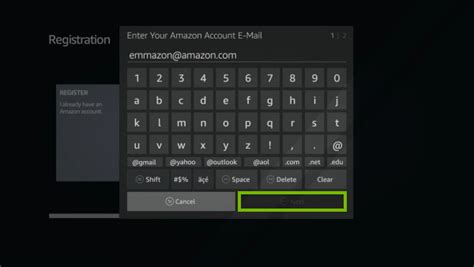fire tv registration code