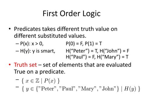 first order logic examples with answers