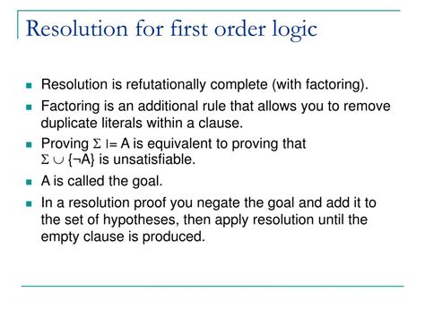 first order logic resolution examples