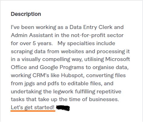 fiverr profile description for data entry