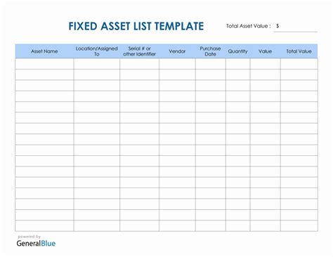 fixed assets list pdf