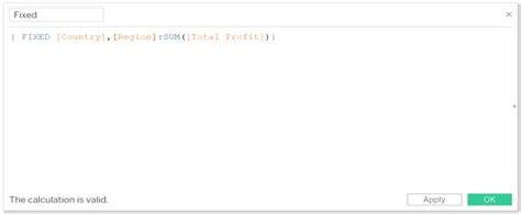 fixed command in tableau