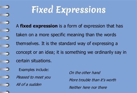 fixed expressions list