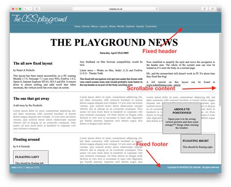 fixed header and footer website examples
