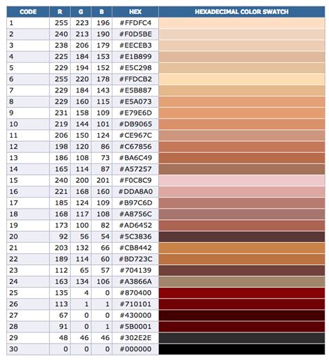 flesh skin tone hex code