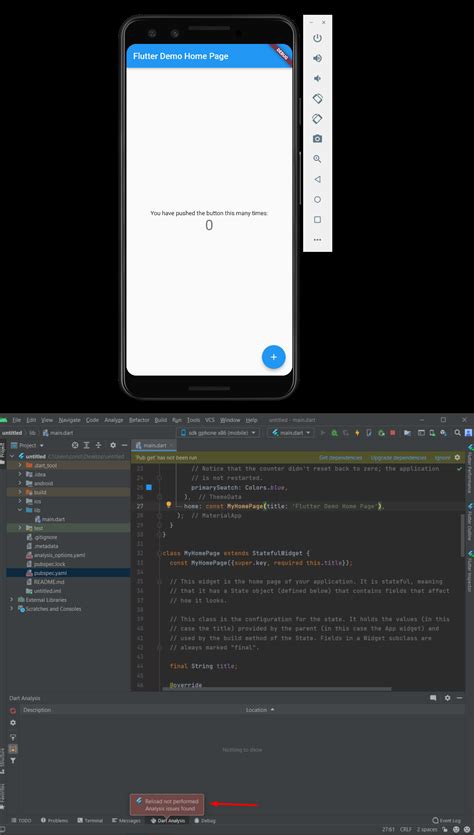 flutter hot reload not working in android studio