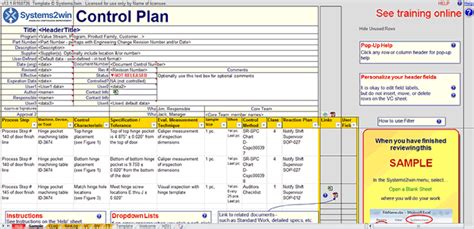fmea control plan excel template