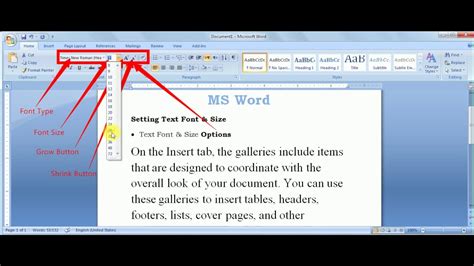 font size in ms word for assignment