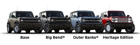 Visual comparison of different Ford Bronco trim levels