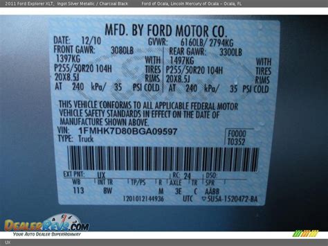 ford ingot silver color code