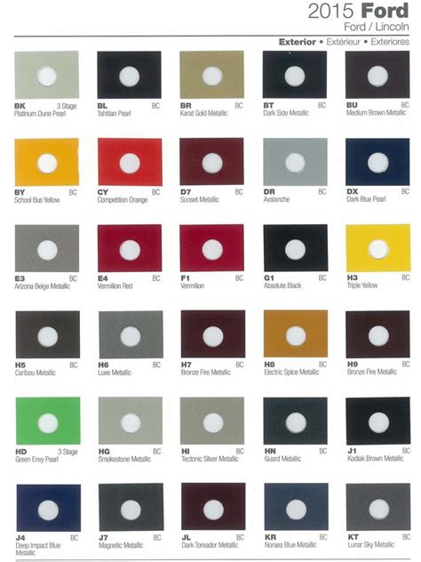 ford paint code list uk pdf