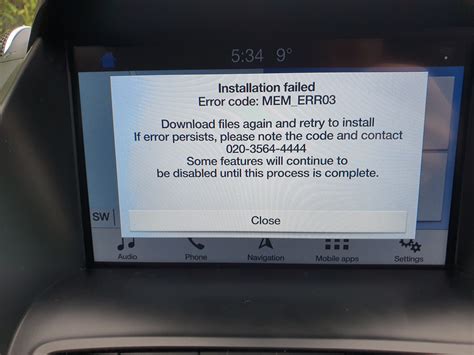 ford sync error code pkg_err03