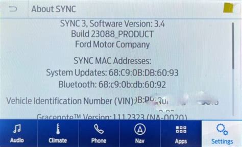 ford sync factory code